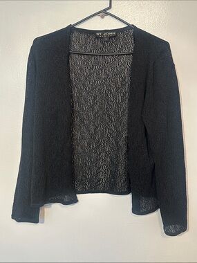 St. John Black Open Front Lightweight Knit Jacket